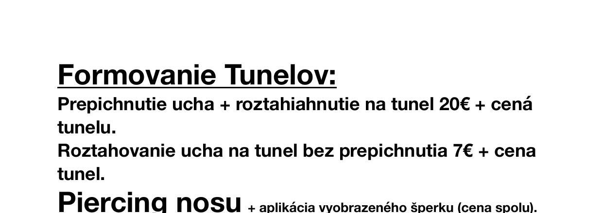 Cenník - Formovanie tunelov